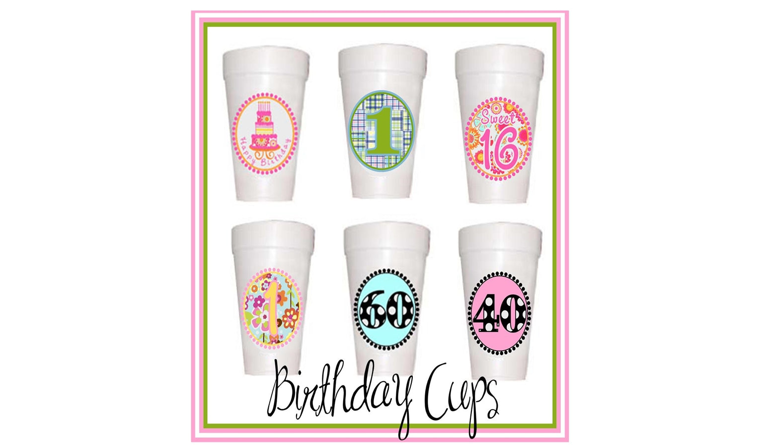 40th Birthday Party Foam Cups, Personalized Styrofoam Cups, Luau