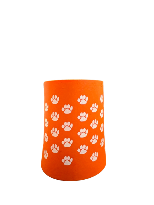 Clemson White Tiger Paw on Orange Can Coolie Huggers- Auburn Tailgating Can Coolies Can Huggers