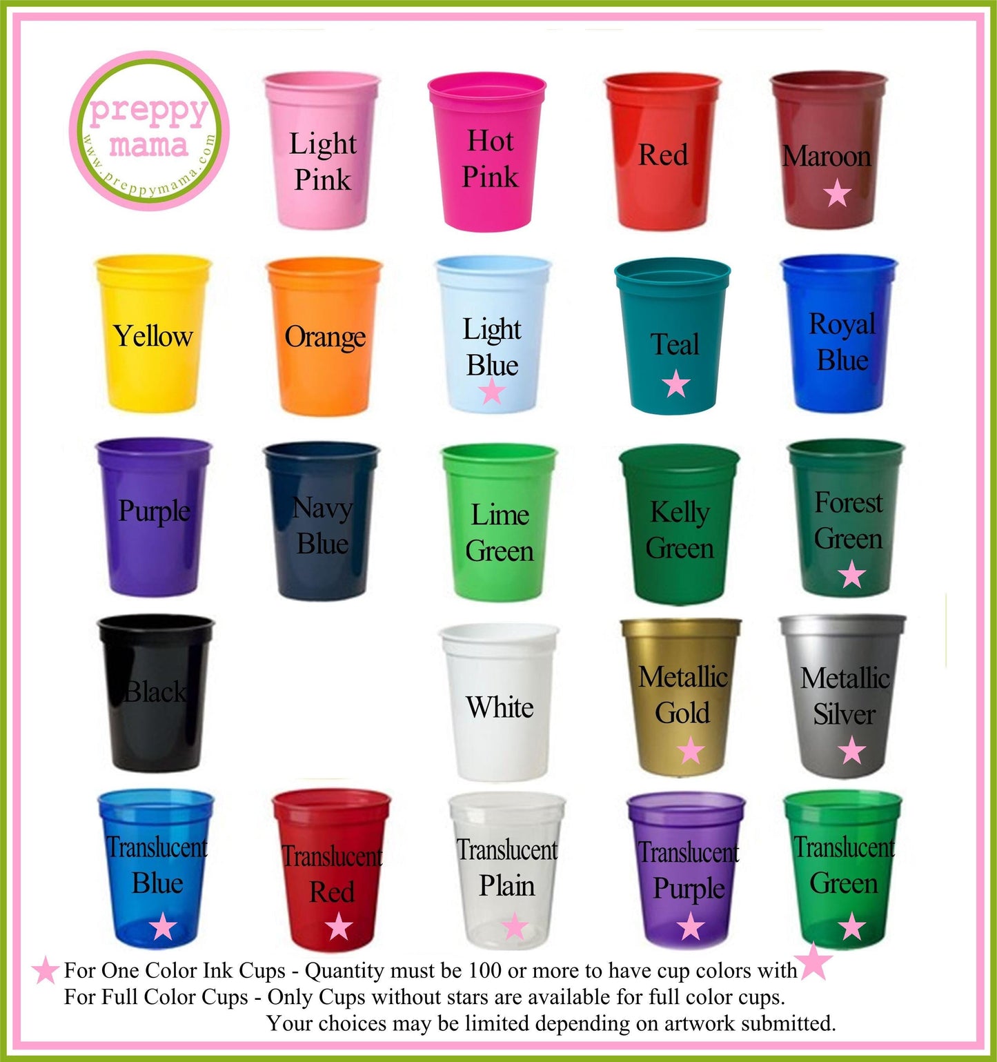 Personalized Photo Stadium Cups - Custom Party Favors | Full Color Monogrammed Cups