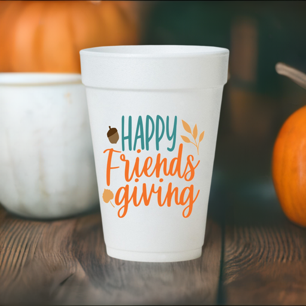 Thanksgiving Styrofoam Cups - 16oz Foam Cups for Friendsgiving Party Supplies