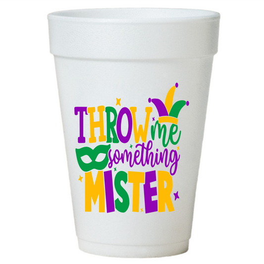 Throw Me Something Mardi Gras Styrofoam Cups