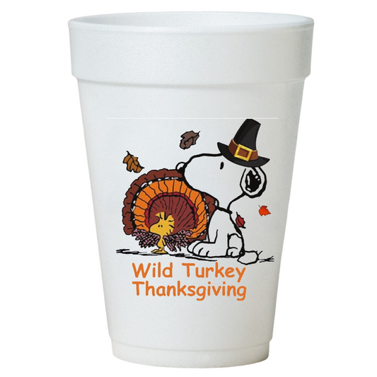 Thanksgiving Styrofoam Cups – Snoopy Turkey Themed 16oz Foam Party Favor Cups