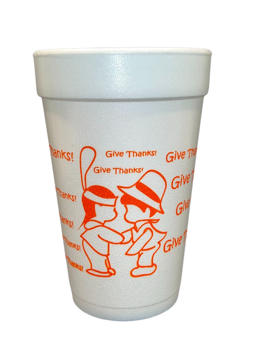 Thanksgiving Styrofoam Cups - Pilgrim Kids Holiday Party Cups 16oz Disposable