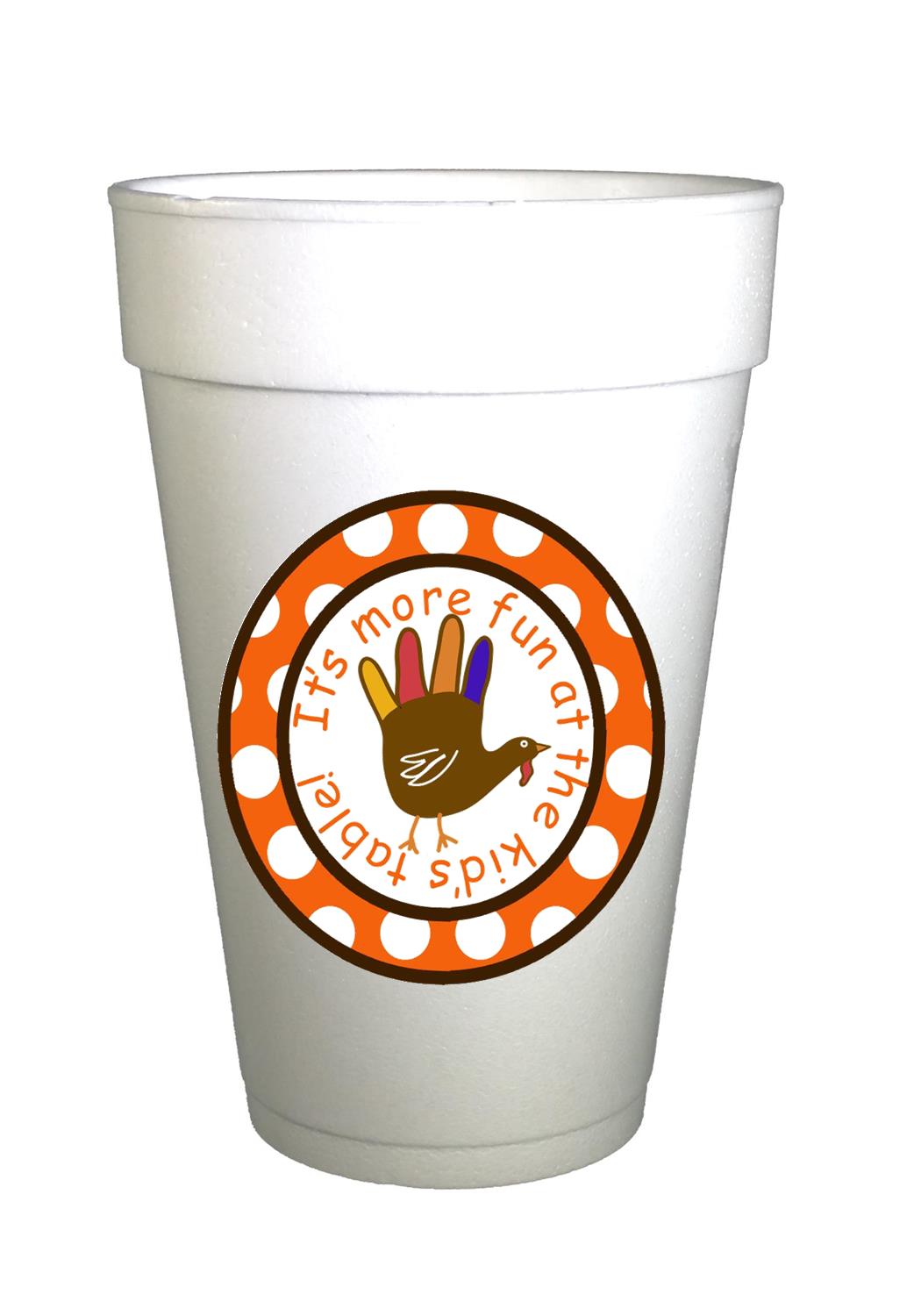 Thanksgiving Styrofoam Cups – Fun Kids Table Holiday Party Disposable Drinkware 16oz