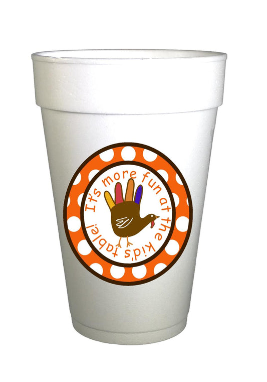 Thanksgiving Styrofoam Cups – Fun Kids Table Holiday Party Disposable Drinkware 16oz