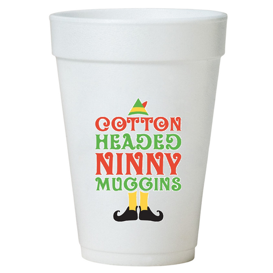 Cotton Headed Ninny Muggins Christmas Cups-10ea/16oz Styrofoam Christmas Party Cups