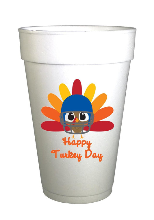 Thanksgiving Party Cups – Turkey Football Design 16oz Disposable Styrofoam Cups