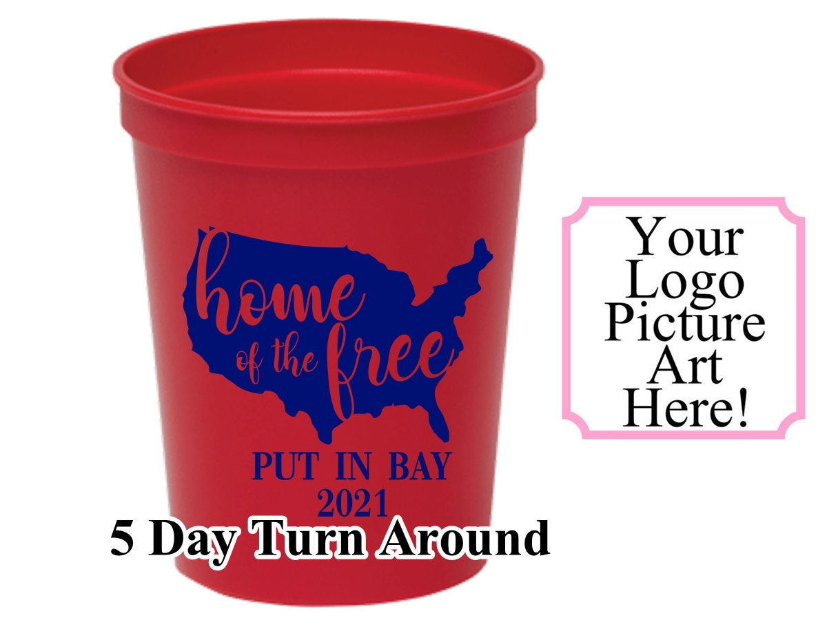 One Color Personalized Custom 16oz Stadium Cup-4th of July Party Cups-Fourth of July Personalized Stadium Cups 16oz Cups-Patriotic Cups