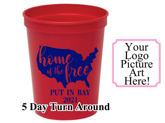 One Color Personalized Custom 16oz Stadium Cup-4th of July Party Cups-Fourth of July Personalized Stadium Cups 16oz Cups-Patriotic Cups