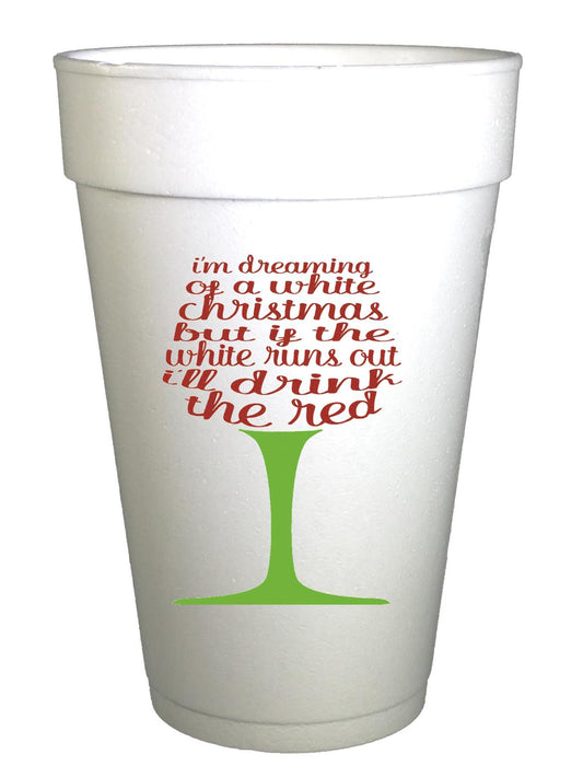 White Christmas Cups - 16 oz Styrofoam Holiday Party Cups for Girls Celebration