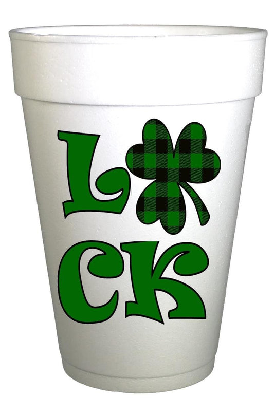 St Patricks Day Luck Shamrock  St. Patricks Day Party Cups- 10ea/ 16 oz Styrofoam St. Patricks Day Cups- Instock
