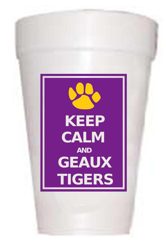 LSU Keep Calm Styrofoam Tailgating Cups-Louisiana Tailgating Cups