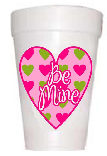 Be Mine Heart Valentine Styrofoam Party Cups - Preppy Mama