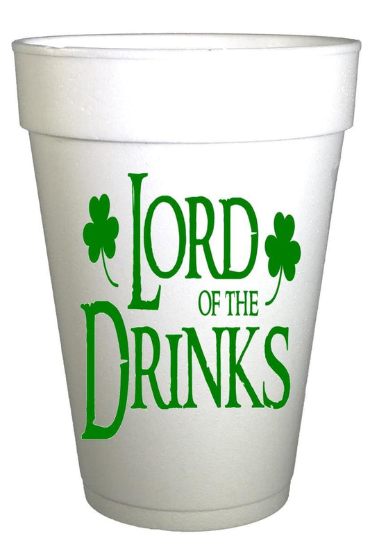St Patricks Day Lord of the Drinks  St. Patricks Day Party Cups- 10ea/ 16 oz Styrofoam St. Patricks Day Cups- Instock