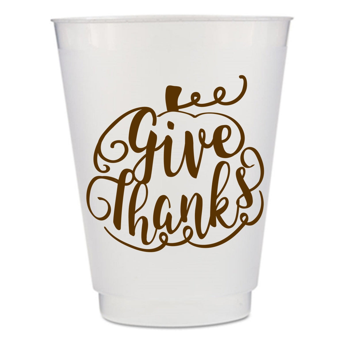 Thanksgiving Shatter Proof Cups – Brown Pumpkin Frost Flex 16oz Party Cups