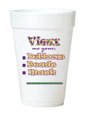 Mardi Gras Vieux Styrofoam Cups