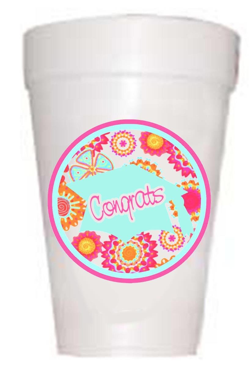 Graduation Congrats Retro Styrofoam Cups