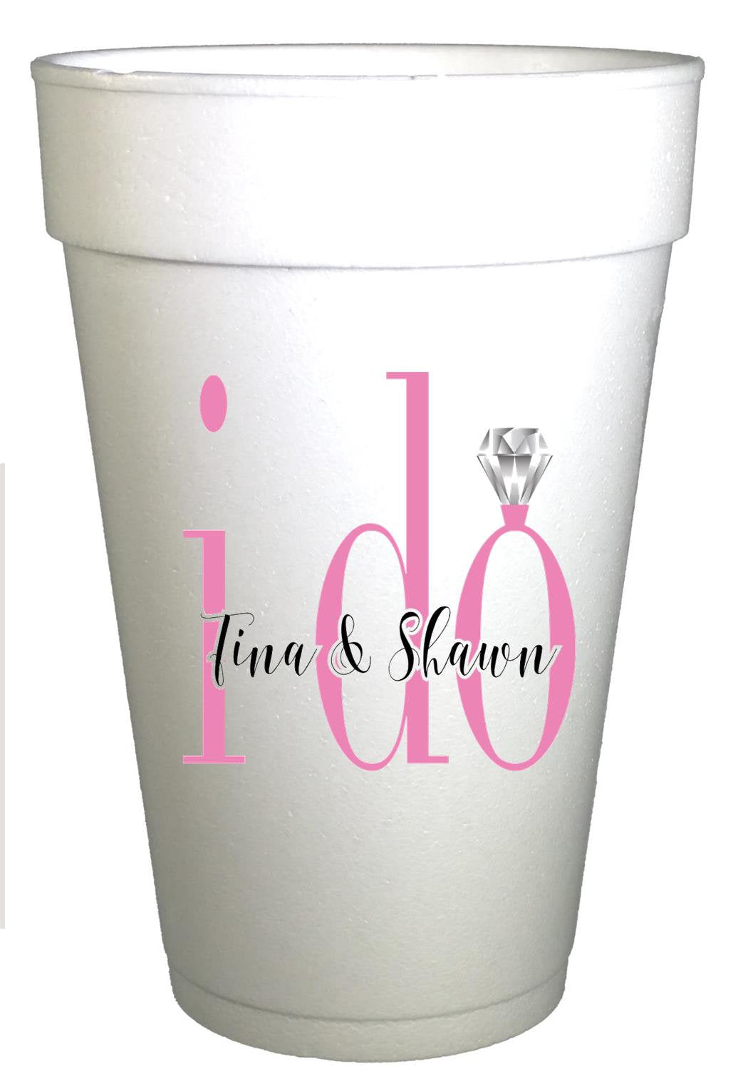 Personalized Engagement Cups - Custom Styrofoam Wedding Party Drinkware