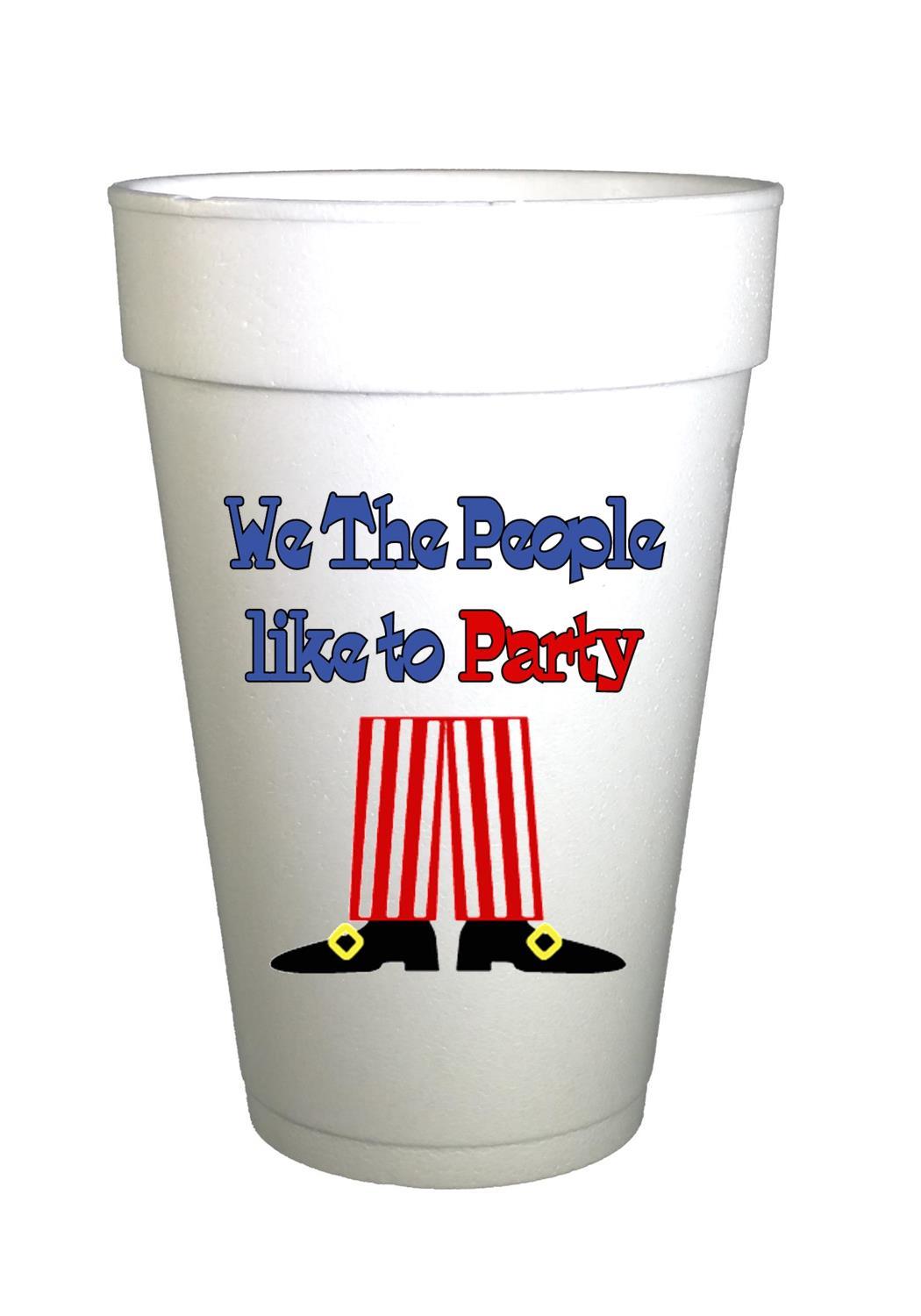 We The People 4th of July Party Cups-Pre-Printed Styrofoam Cups