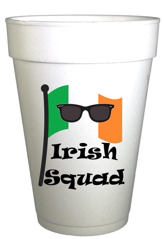 St Patricks Day Irish Squad  St. Patricks Day Party Cups- 10ea/ 16 oz Styrofoam St. Patricks Day Cups- Instock