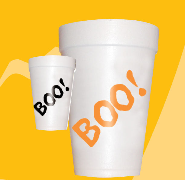 Boo Orange Halloween Party Cups- Styrofoam Halloween Cups