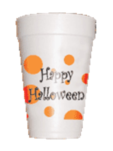 Polka Dot Happy Halloween Party Cups-Styrofoam Halloween Cups