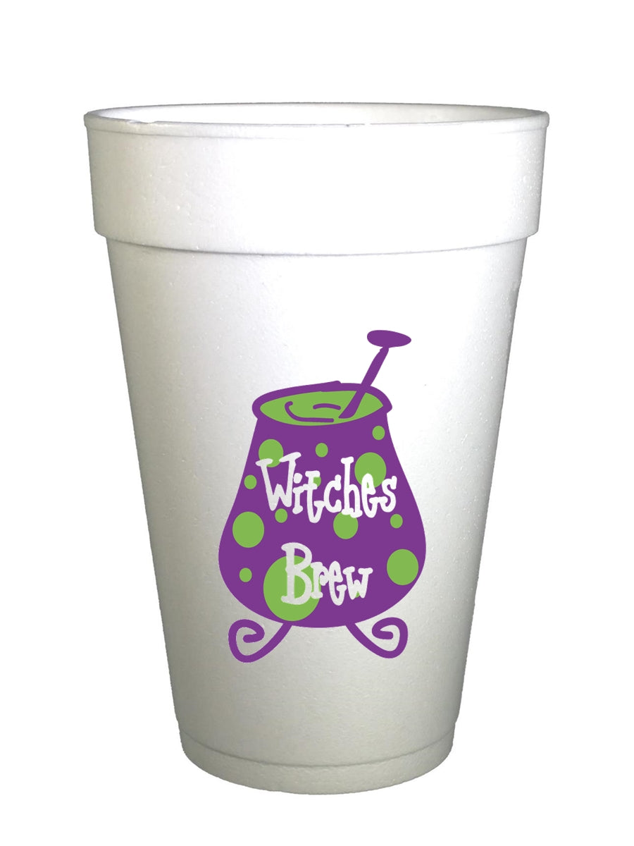 Witches Brew Cups - 16 oz Styrofoam Halloween Party Drinkware Sleeve of 10