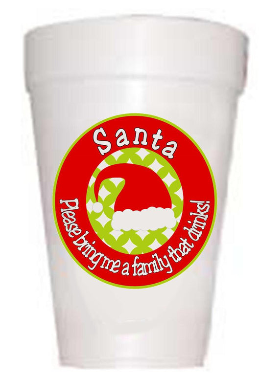 Styrofoam Christmas Cups - 10ea 16oz Disposable Holiday Party Cups with Festive Cup Design
