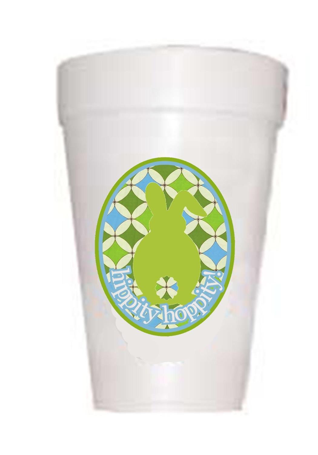 Easter Hippity Hoppity Blue Styrofoam Cups - Preppy Mama