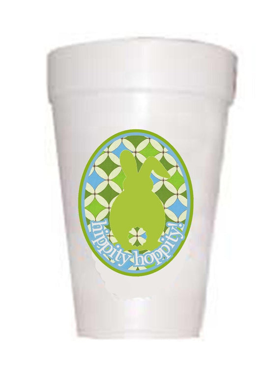 Easter Hippity Hoppity Blue Styrofoam Cups - Preppy Mama
