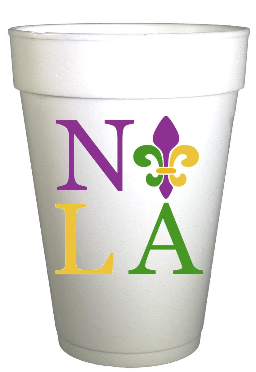 Mardi Gras NOLA Styrofoam Party Cups