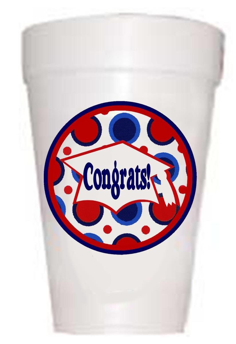 Graduation Congrats Polka Dot Styrofoam Cups