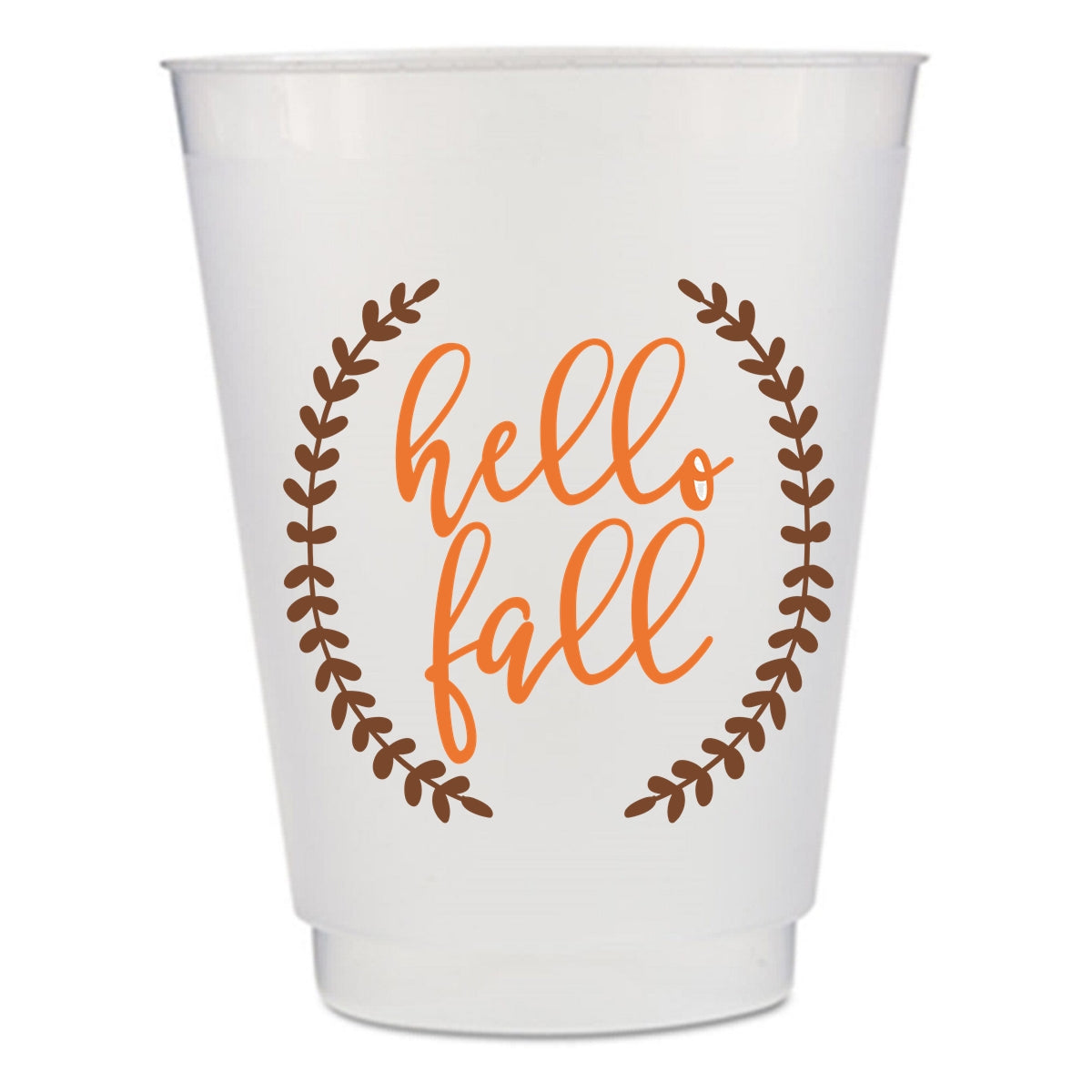 Hello Fall Halloween-Thanksgiving Party Cups-Frost Flex Shatter-Proof Plastic Halloween-Thanksgiving Cups