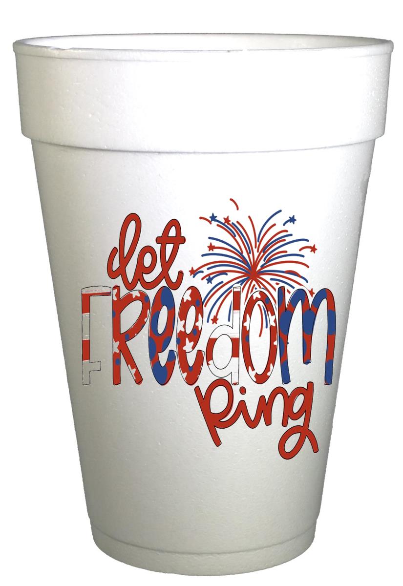 Let Freedom Ring Fireworks-July 4th Party Cups-10 Each/ 16oz Cup- Instock