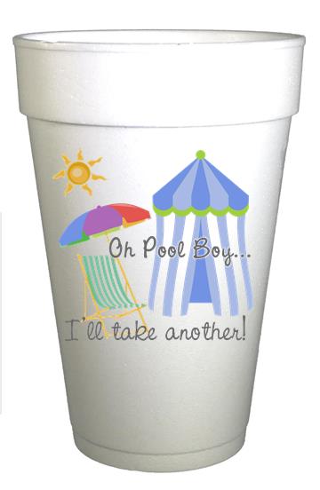 Oh Pool Boy! Styrofoam Pool Party Cups