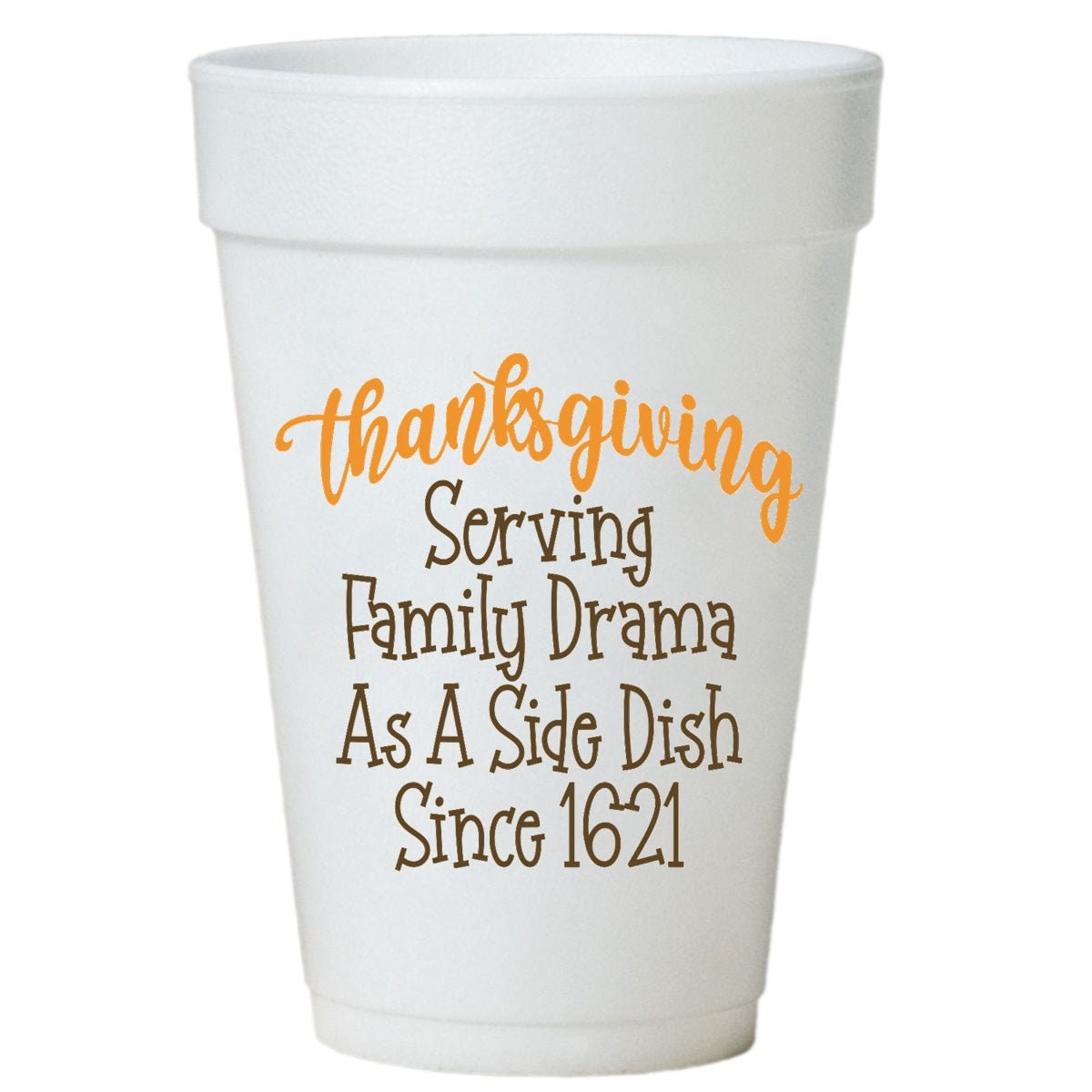 Thanksgiving Styrofoam Cups - 16 oz Disposable Holiday Party Cups, Pre-Printed & Festive
