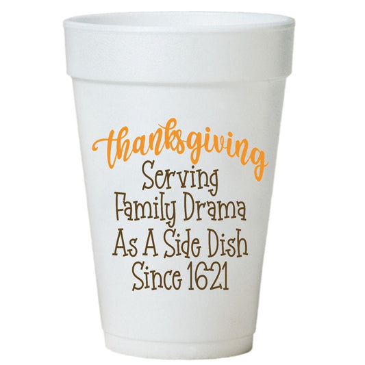 Thanksgiving Styrofoam Cups - 16 oz Disposable Holiday Party Cups, Pre-Printed & Festive