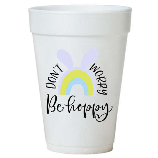 Don't Worry Be Hoppy Easter Party Cups - 10ea/16oz Styrofoam Easter Cups-Instock