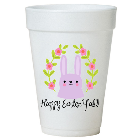 Happy Easter Y'all Easter Party Cups-10ea/16oz Styrofoam Easter Cups-Instock