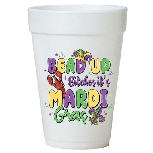 Bead Up Mardi Gras Styrofoam Cups
