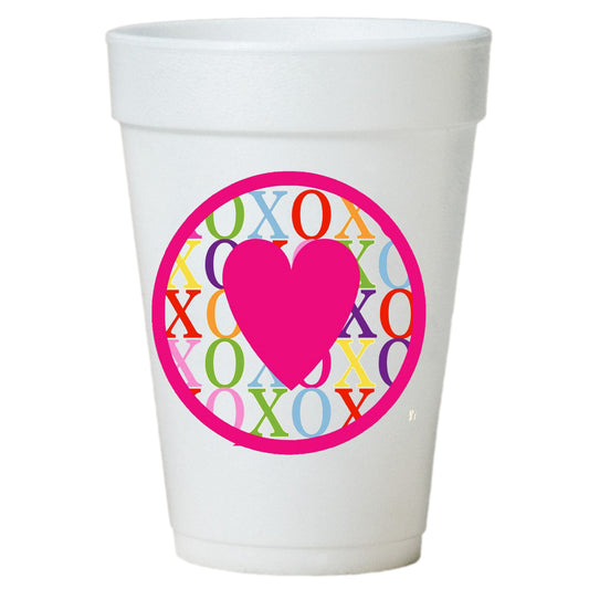 Love & Kisses Valentine Styrofoam Party Cups
