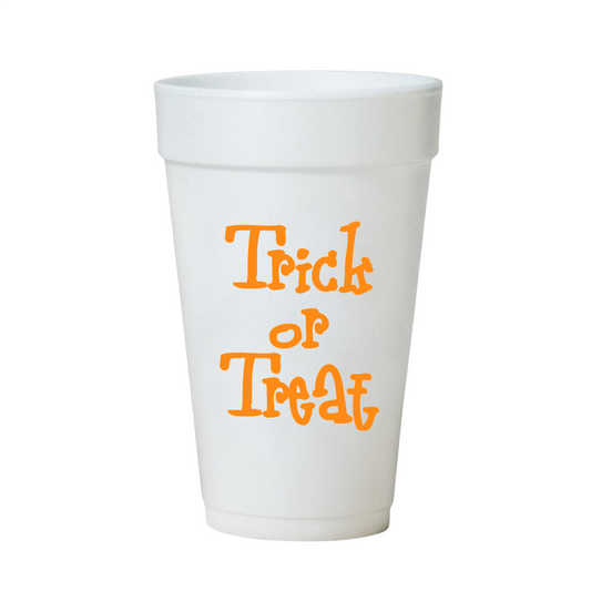 Orange Trick or Treat Halloween Party Cups - Styrofoam Halloween Cups