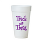 Purple Trick or Treat Halloween Party Cups - Styrofoam Halloween Cups