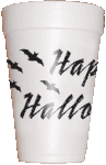 Halloween STyrofoam cup with bats and Happy Halloween