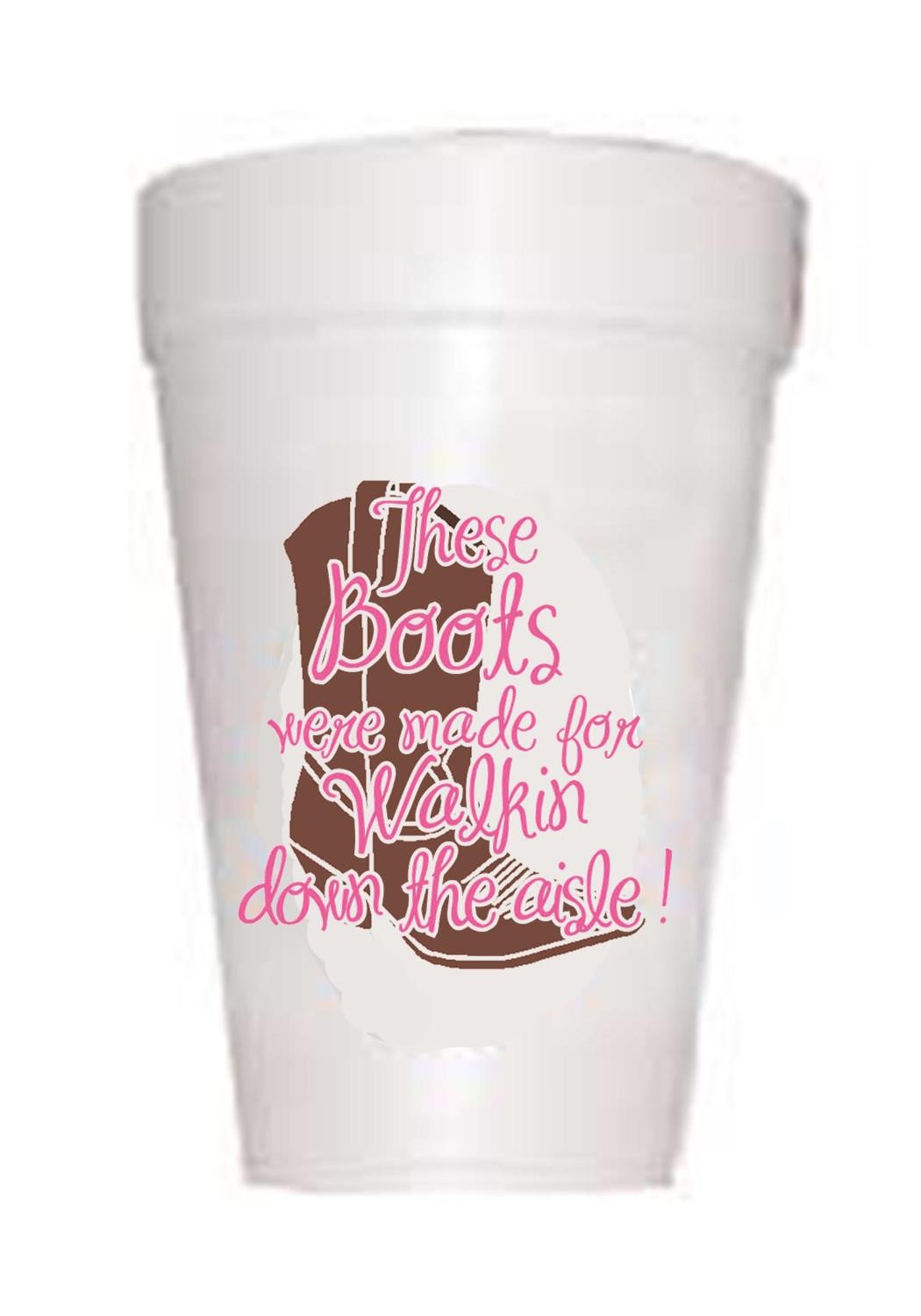 'Boots Down the Aisle' Country Western Wedding Cups