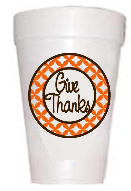 Give Thanks Thanksgiving Cups-Styrofoam Thanksgiving Cups