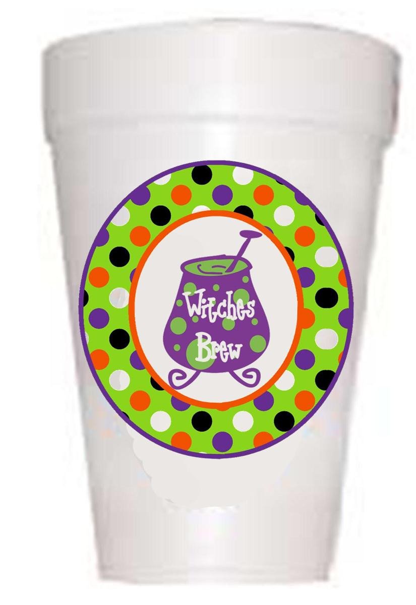 Witches Brew Styrofoam Halloween Party Cups