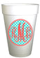 Monogrammed Personalized Cups - Custom Gingham Party Drinkware for Weddings & Showers