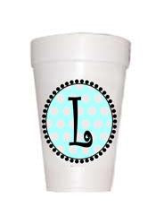 Blue Dot Initial Cups - Preppy Mama