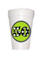 50th Birthday Styrofoam Cups with lime circle with 50 in black polka dots
